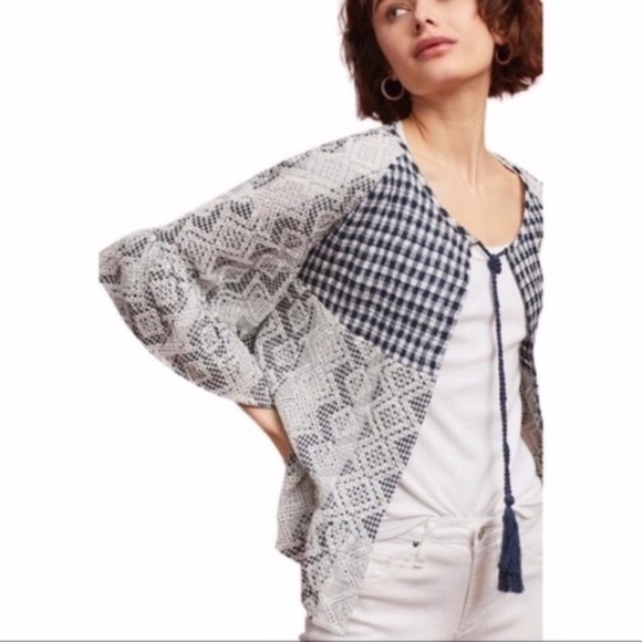 Anthropologie Akemi + Kin Blue Gingham Cardigan - Picture 8 of 8